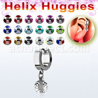 ehhmj helix huggie w a dangling steel ball