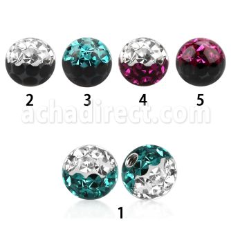 emfr5 5mm ball with ferido glued 2 color multi crystals
