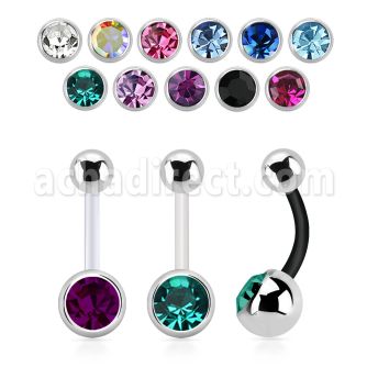 fbn1cg bioflex belly banana with 8mm bezel set jewel steel ball