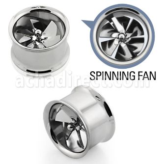 ffan 316l steel double flared flesh tunnel with fan blade