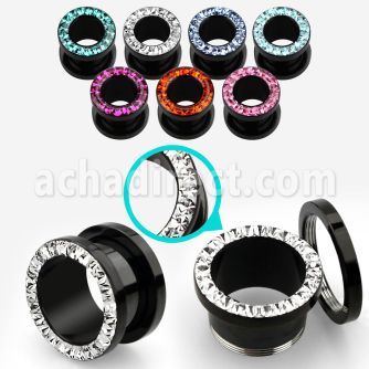 ftspfr black pvd 316l steel screw fit tunnel with ferido rim