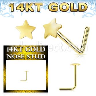 gnsst 14k gold nose stud 22g plain star shaped top