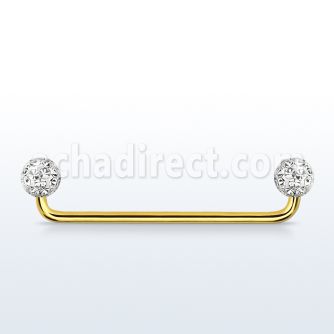 gold 90 316l steel surface barbell w ferido balls