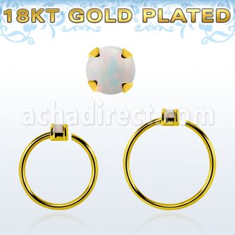 gpnho15 gold plated silver seamless nose ring w 1.5mm opal