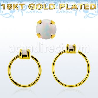 gpnho25 gold plated silver seamless nose ring w 2.5mm opal
