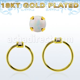 gpnho2 gold plated silver seamless nose ring w 2mm opal