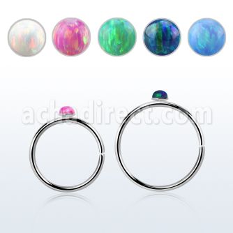 hpo15 silver seamless nose hoop w a 1.5mm synthetic opal top
