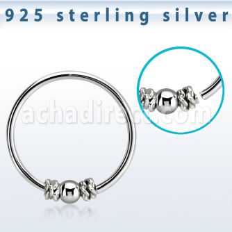 hr11 silver seamless nose hoop w bali wire design w ball