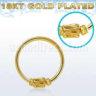 hr15rg gold plated silver seamless nose hoop w a balinese wire