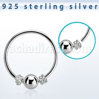 hr17 silver seamless nose hoop w bali wire design 3mm ball