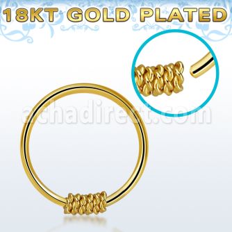 hr21rg gold plated silver seamless nose hoop w a twisted wire
