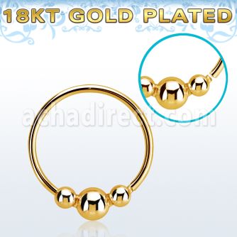 hr28rg gold plated silver seamless nose hoop w 5 balls