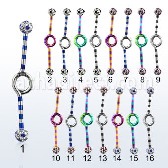 idbtfr5a pvd 316l steel industrial loop barbell with dotted balls