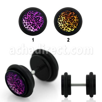 ilagr10 acrylic fake plug with leopard fur logo o rings