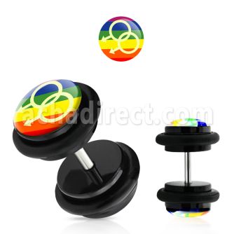 ilvgr10 acrylic plug with 2 male signs on rainbow w o rings