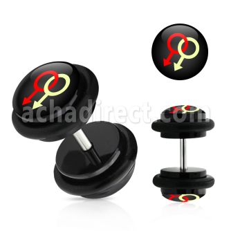 ilvgr13 acrylic fake plug with 2 white red male signs w o rings