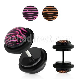 ilvgr1 acrylic fake plug with zebra stripe logo w o rings