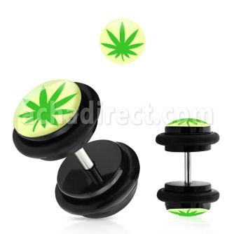 ilvgr3 acrylic fake plug with marijuana on white with o rings