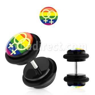 ilvgr9 acrylic plug with 2 female signs on rainbow with o rings