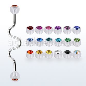 inaajb5 steel industrial zigzag barbell 5mm acrylic crystal ball