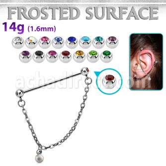 indsdfo2 steel industrial jewel barbell w dangling frosted ball