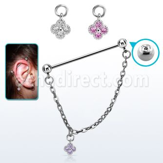 indsdz1 steel industrial loop barbell w jewel ball w star cz