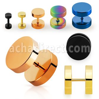 iptrd anodized 316l steel fake plug in black and gold