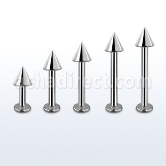 lbcn4 surgical steel labret with 4mm cone length 6mm 12mm