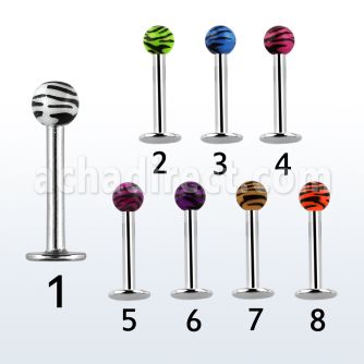 lbdxj 16g 316l steel labret with 3mm colored acrylic ball