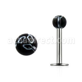 lbdxx steel labret w a 3mm black white acrylic flower ball