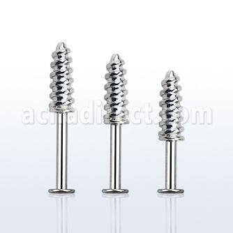 lbescw 316l steel labret with a screw threading tip upper part