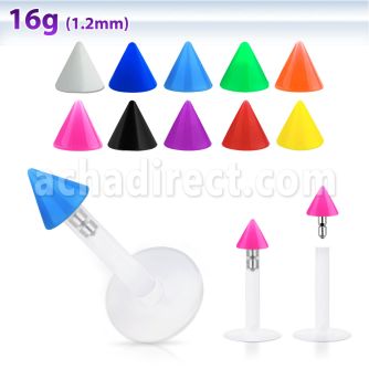 lbisacn3 clear bio flexible labret with 3mm color acrylic cone