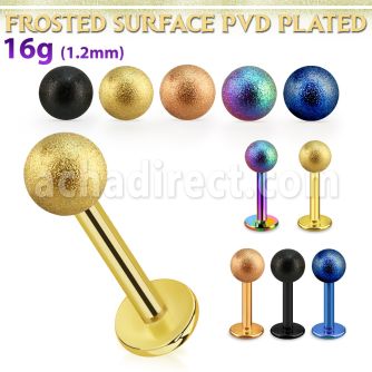 lbtfo4s anodized 316l steel labret with a 4mm frosted steel ball