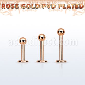 lbttb3g rose gold steel labret with a 3mm ball