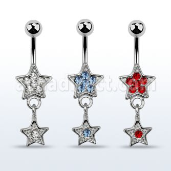 mcd367 316l steel belly banana w crystal star dangling star
