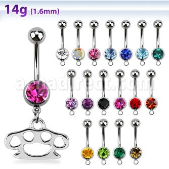 mcd376 316l steel belly banana w bezel ball dangling knuckle