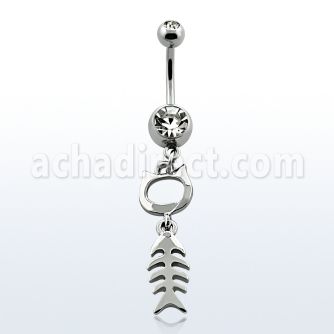 mcd546 316l steel belly banana with jewel ball fish skeleton