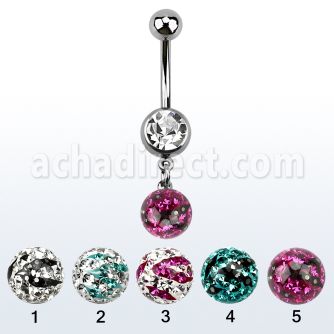 mcd626c belly banana w a dangling zebra multi crystal ball