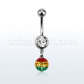mcd626r 316l banana with jewel rasta ferido multi crystal ball