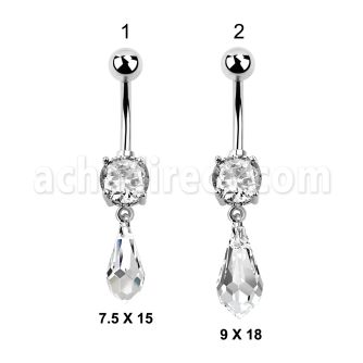 mcd712 steel belly banana w a long drop shaped crystal