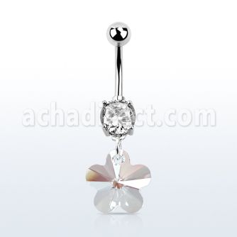 mcd719 steel belly banana w a dangling flower shaped crystal