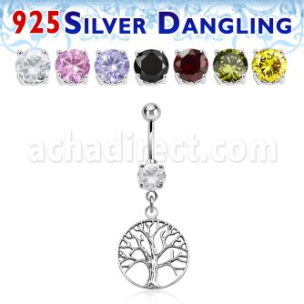 mcdvd4 belly banana w dangling silver tree of life symbol