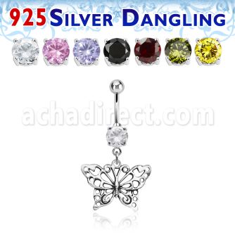 mcdvd5 belly banana w dangling silver butterfly