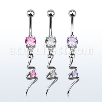 mcdz13 316l steel belly banana w prong cz swirl w round cz