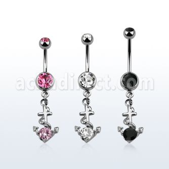mcdz371b 316l steel belly banana with 2 bezel ball anchor w cz