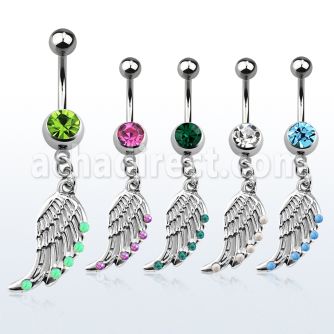 mcop568 steel belly banana w bird wing design w synthetic opals