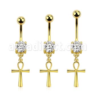 mdgz769 gold anodized steel belly banana cz ankh