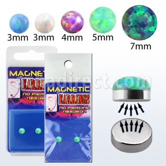 mger18 316l steel magnetic earring with synthetic opal top