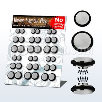 mgmpr4 board of polished steel magnetic fake plugs w o rings
