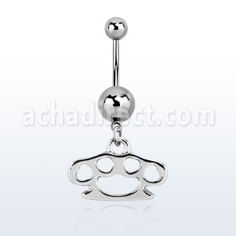 msd376 316l steel belly banana w a dangling brass knuckle